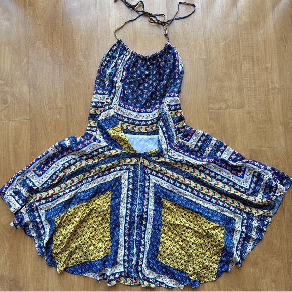 roberio sampaio Halter Mixed Paisley Print Kitschy Floral Dress, Size Medium - Picture 11 of 16